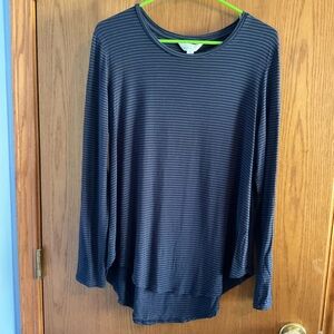 Market & Spruce Blue Lt Blue Striped Long Sleeve Top Tunic size Large